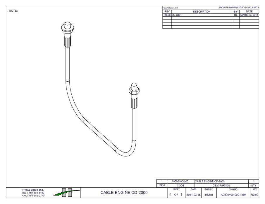 6'7" Engine Cable CD-2000