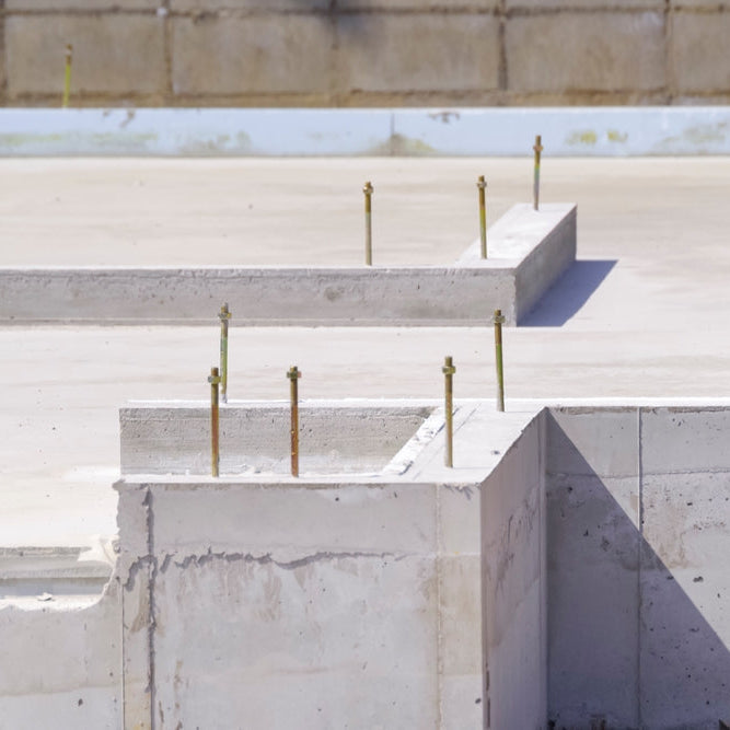 Concrete foundation work for newly built houses