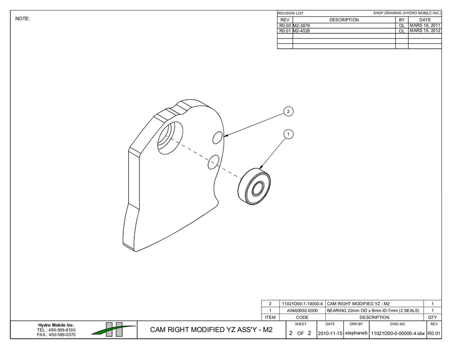 Cam for Cylinder Hooks - Right